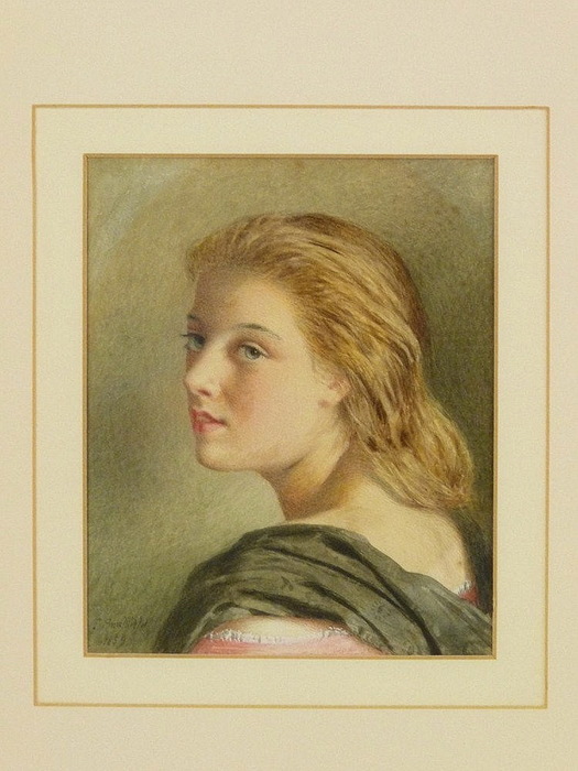 1859 STUDY OF A GIRL, BUST LENGTH, watercolour 14.5 x 12cm.  Sworders, Stansted Mountfitchet,  2013  (525x700, 110Kb)