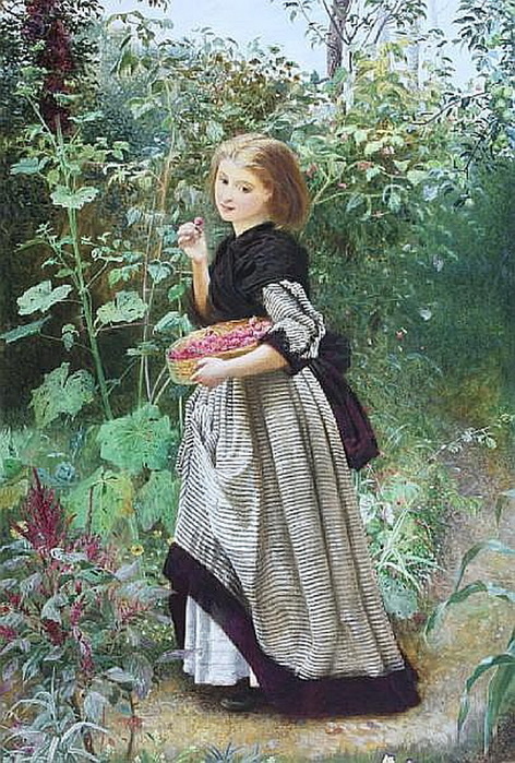 1868 A study of a young girl with a basket of cherries, watercolour and bodycolour, 12 x 7 .  Duke's, Dorchester, UK, 2010 (2) (472x700, 184Kb)