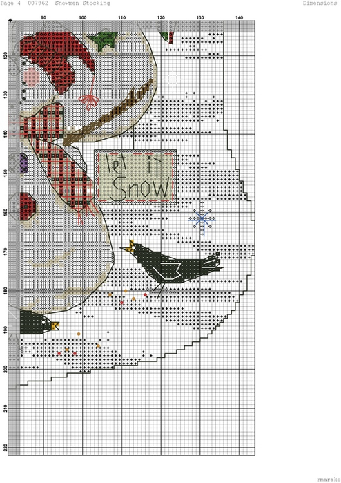 Snowmen Stocking (DMC)-004 (494x700, 267Kb)