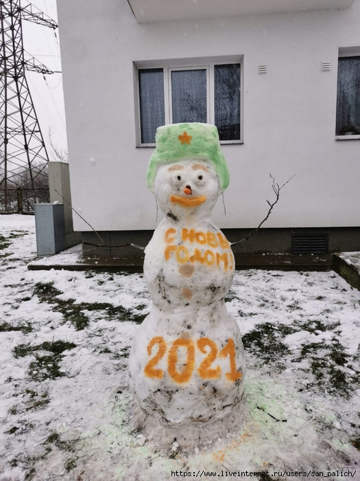 Новый год - соседи Александра слепили снеговика (525x700, 328Kb)