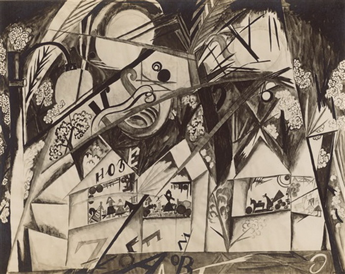 1916 Stage design for the planned production of 'Rhapsodie espagnole' by Maurice Ravelfor the 'Ballets Russes' in Rome.  (700x554, 149Kb)