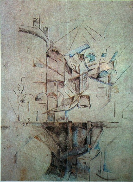 1912 Рисунок к картине Мост (Севр) Бумага, цветной карандаш 33,5х25 Собрание З.Кучеренко, Киев (511x700, 153Kb)