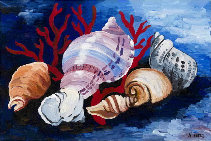 1928-1930 Still life with shells. , . 32 by 51 cm. 2010 (700x467, 134Kb)