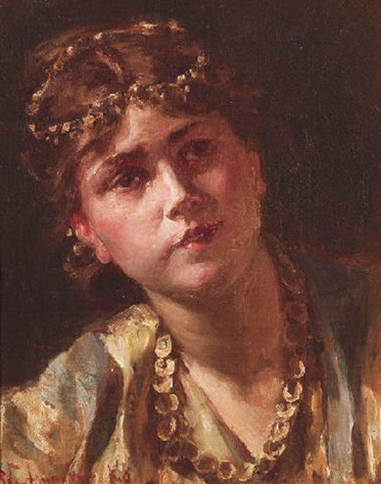1878 Brustporträt einer jungen Frau. Х, м. 41 x 33,5 cm. ЧС  (550x700, 108Kb)