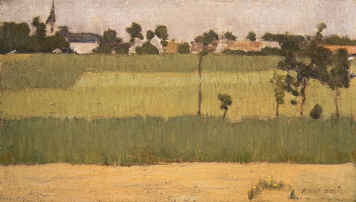 1880 The Outskirts of a Village. Oil on panel, 12.4 x 21.7 cm. Метрополитен-музей (700x397, 132Kb)