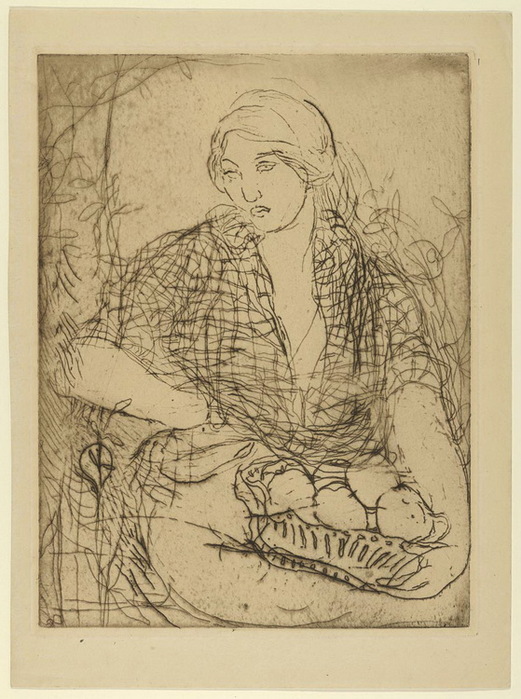 1890-1900-е Woman with fruit basket. Принт. 30 × 22.2 cm. МЕТРО (521x700, 137Kb)