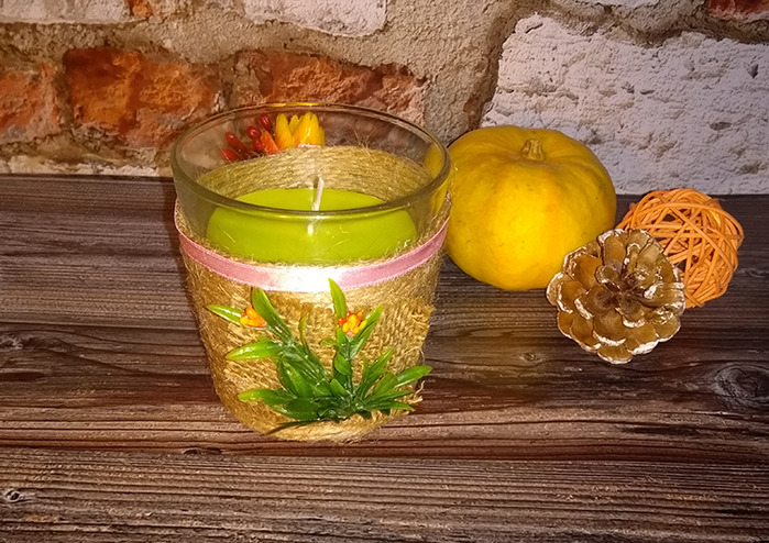 Подсвечник из джута