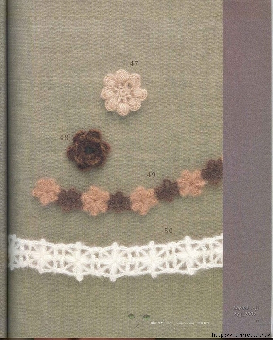 Цветочные мотивы крючком. Японский журнал со схемами (35) (562x699, 351Kb)