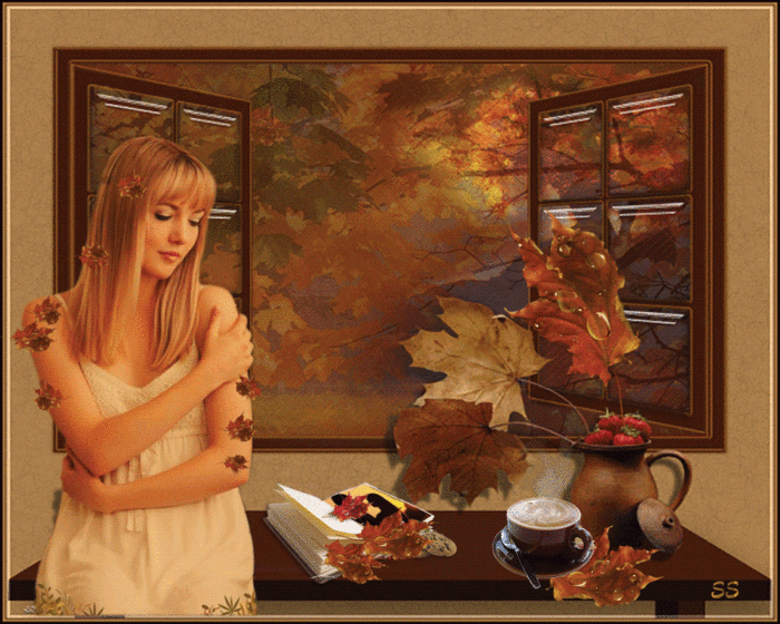 Любовь с полынной горечью часть 18. Утро осень кофе женщина. Женщина с кофе осень. Девушка у осеннего окна. Анимация девушка пьет чай осенью.