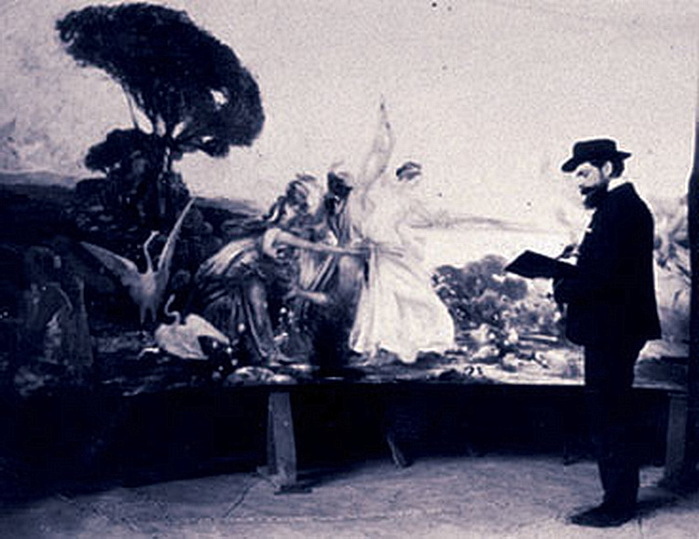 1898 George Desvallières in front of Les Suivantes de Nausicaa et leurs jeux,  (700x539, 100Kb)