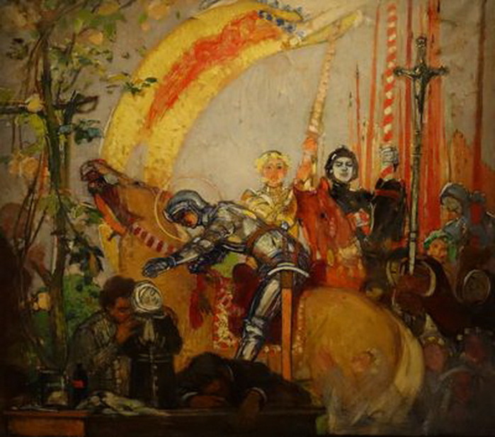 1912 Hommage à la Bienheureuse Jeanne d'Arc, Huile sur papier marouflé sur toile.  (700x617, 121Kb)