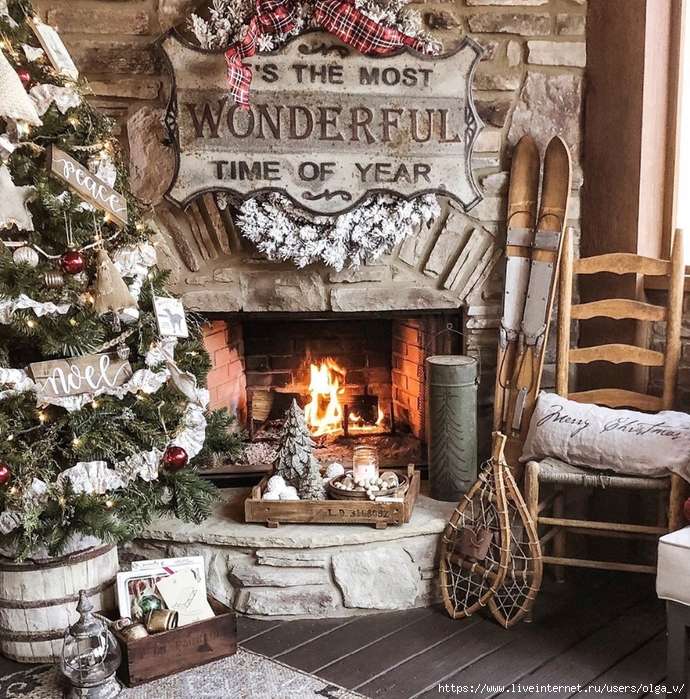 Rustic-stone-fireplace-decor-for-Christmas (690x700, 517Kb)