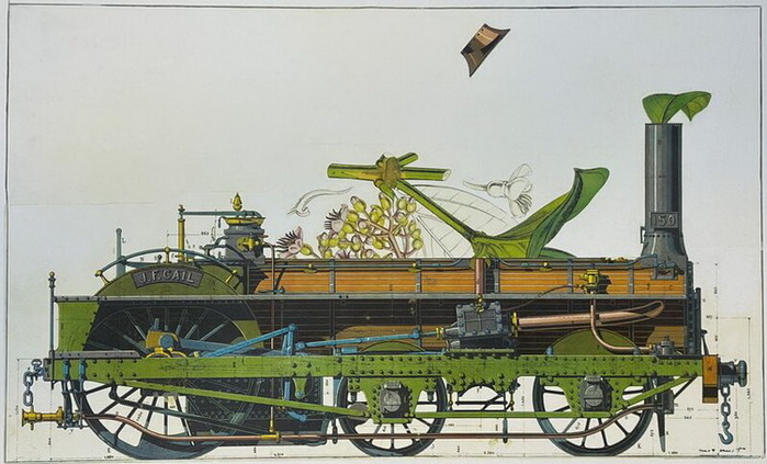 1971 JEUNE FILLE CHANGÉE EN LOCOMOTIVE. Photolithograph in Full Color, printed by Sergio Tosi, Milan48.9 × 63.5 cm (700x423, 104Kb)