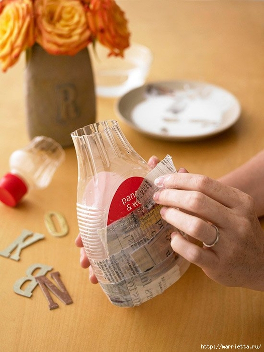 Как сделать вазу из пластиковой бутылки (3) (525x700, 236Kb)
