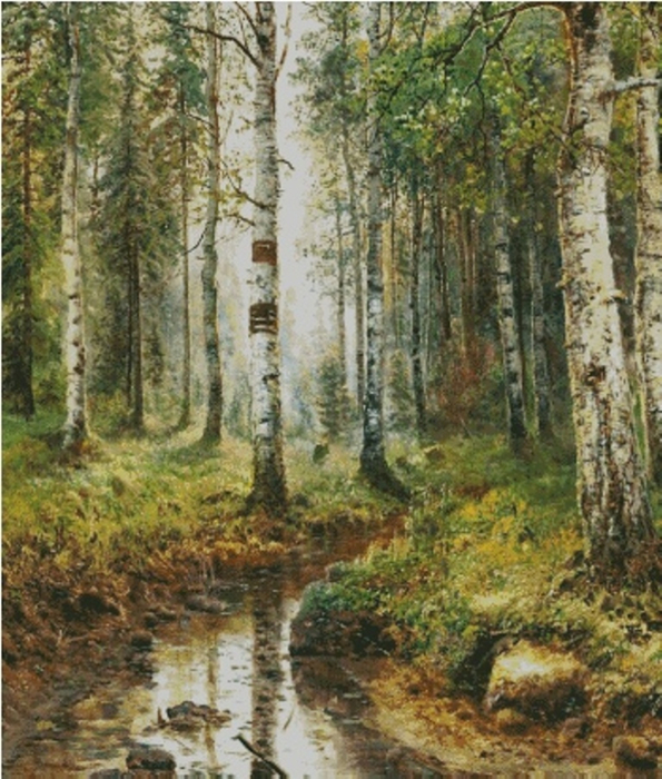 Ручей у берёз. (595x700, 486Kb)