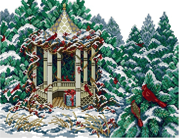 Cardinals_and_gazebo (700x538, 544Kb)