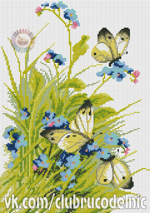 Бабочки и цветы (493x700, 588Kb)