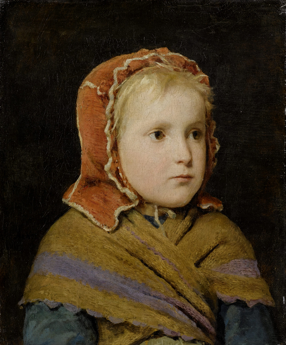 Girl in a red cap. Circa 1866 (581x700, 480Kb)