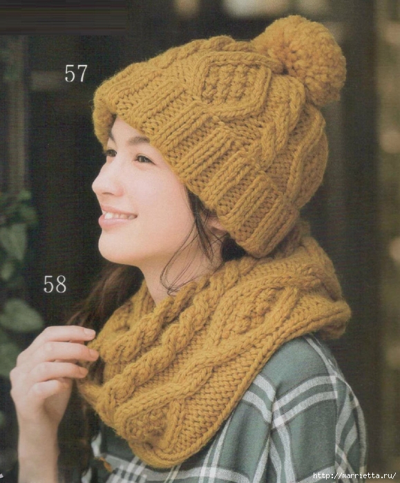 Теплая шапка и шарф-хомут спицами (2) (579x700, 310Kb)