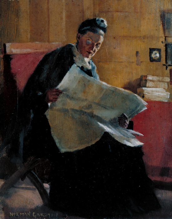 Norman Garstin (1847 - 1926) - A Woman Reading a Newspaper (1891) (551x700, 377Kb)