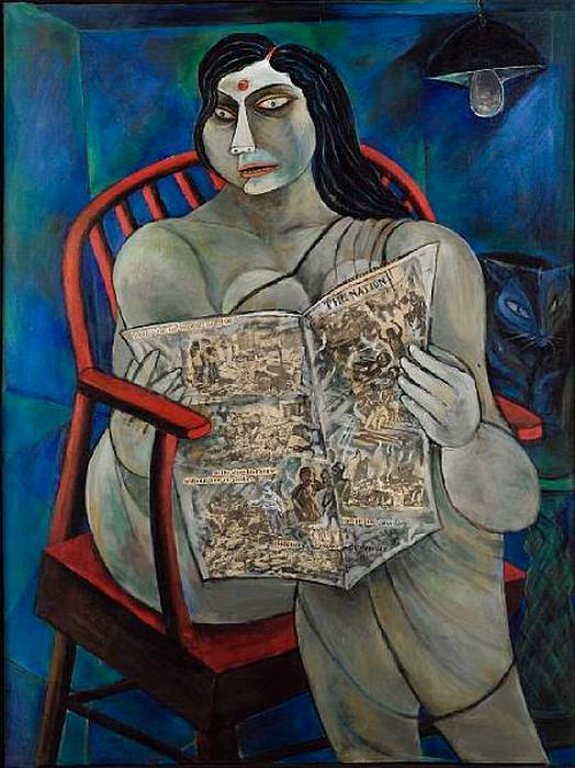 Sen Paritosh (1918 - 2008) - Woman Reading a Newspaper (524x700, 298Kb)