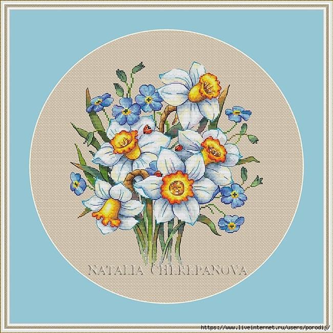 Daffodils and Forget-me-nots (650x650, 308Kb)