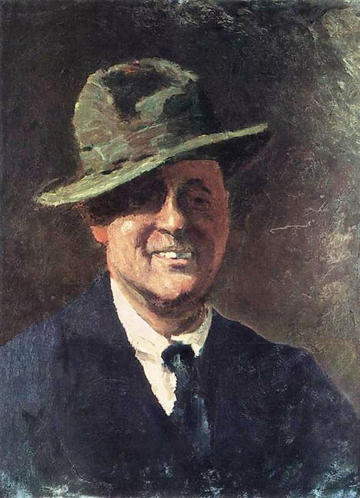 1921 Автопортрет в шляпе. Картон, масло. 65x51 см. ЧС, Мск (505x700, 131Kb)