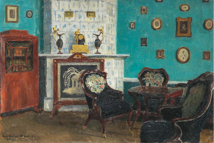 1921 Room Interior in Olgovo in 1850s, Карт, м. 48.7 x 72cm Bonhams Лондон 2021   (700x469, 148Kb)