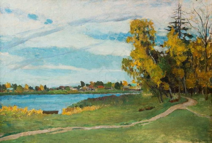 1926 Осень на озере. Х, м. 56,6×82,5 ЧС (700x475, 127Kb)