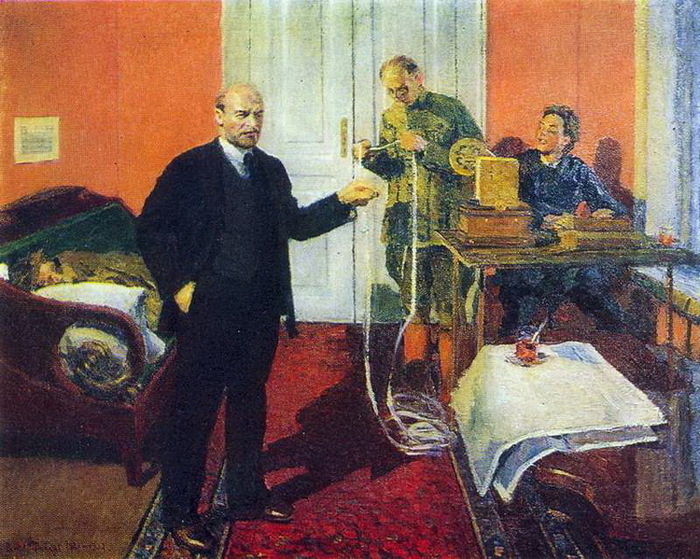 1927-1932 В.И.Ленин у прямого провода. Эскиз. Х.,м. 105x122 ЦМР СССР (700x559, 183Kb)