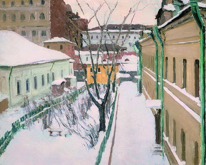 1930 Московский дворик в снегу. Х, м. 68x81 см. ГРМ (700x562, 184Kb)