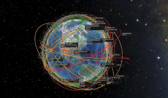 Карта спутников вокруг земли