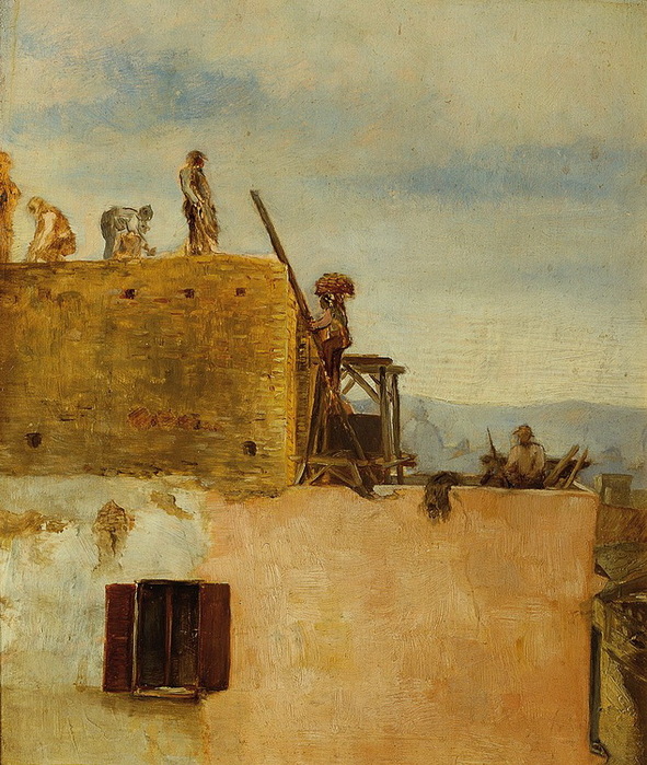 1889 Arbeiter an einem Hausbau. , . 34,7 x 29 cm  ,  (591x700, 187Kb)