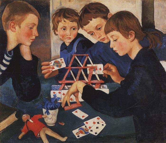 Карточный домик. 1919, Государственный Русский музей, С.-Петербург (700x602, 487Kb)