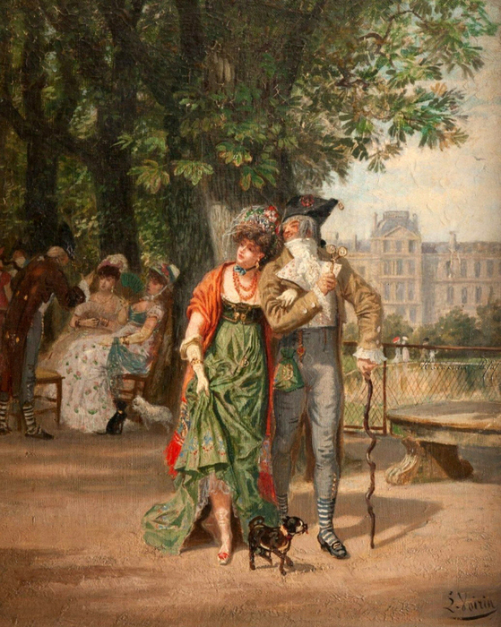 2-Léon Joseph VOIRIN (1833-1887)Promenade au jardin des Tuileries. (559x700, 526Kb)