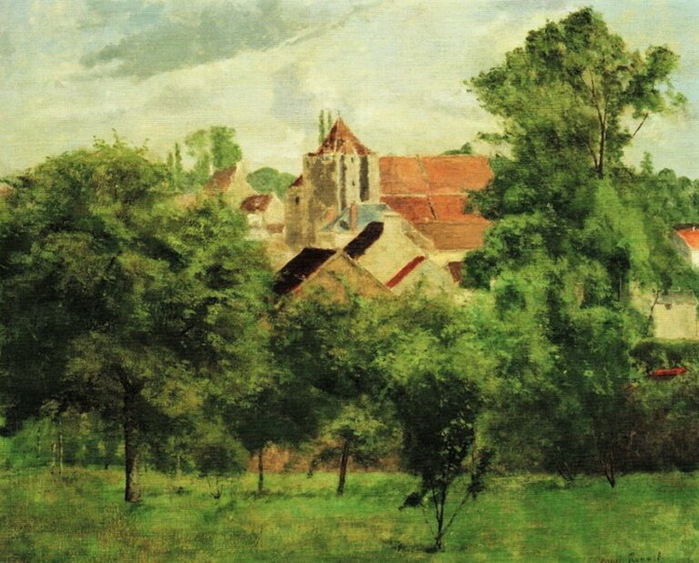 1874 The orchard and the village of La Queue-en-Brie, 50×60 .  (700x563, 151Kb)