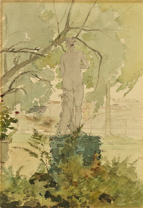 1875-1885 Garden view, wc, 25×18, AI Chicago. Compare 8IE-1886-149, Intérieur de parc; (aquarelle). (480x700, 142Kb)