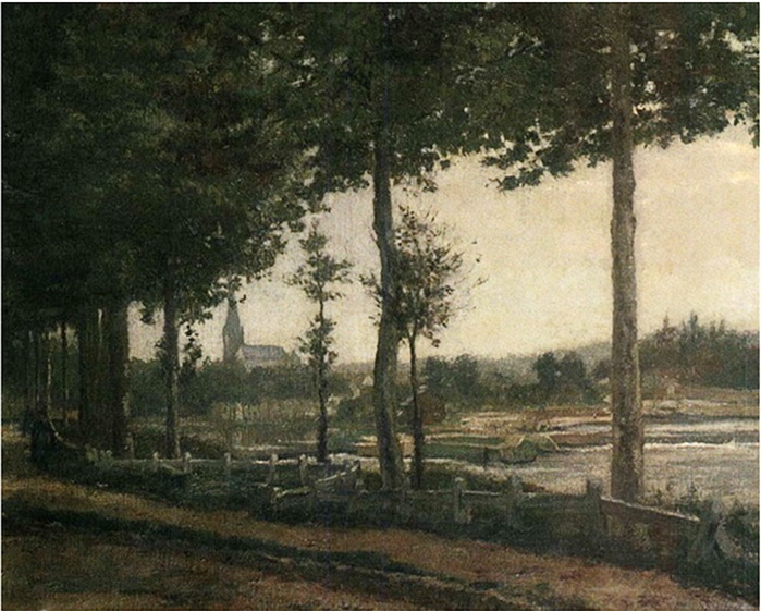 1876 Bord de rivière à la campagne, . 50 x 65 .  (700x561, 146Kb)