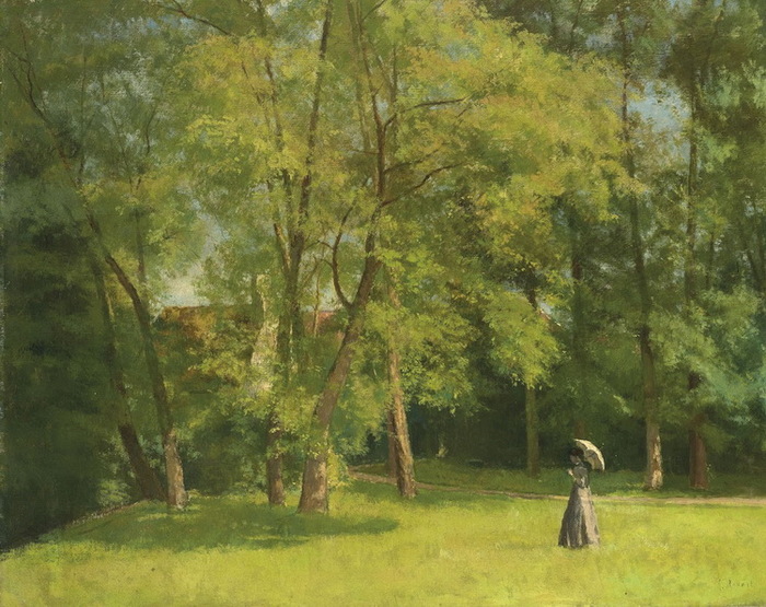 1880-1890 elegante au parc. .. , . 73.3 x 91.8 cm.   2010. . EUR 16,250.jpg (700x555, 160Kb)