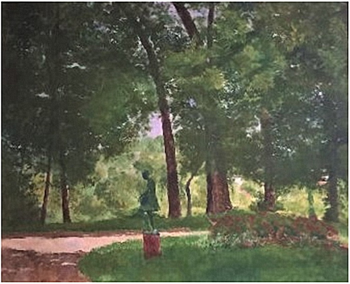 1886 The lawn -- (with a statue) at La Queue-en-Brie, 60×72 . , (700x566, 117Kb)