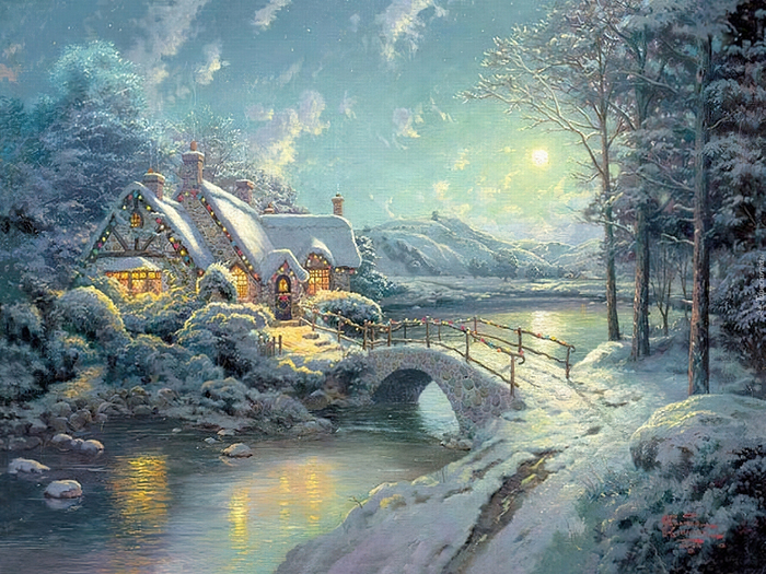 164510_thomas_kinkade_zima_dom_rzeka (700x525, 550Kb)