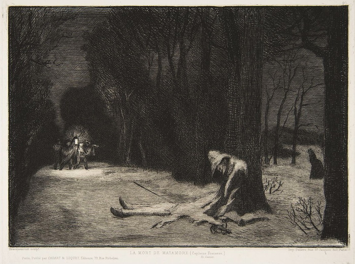 1864 La Mort de Matamore (Capitaine Fracasse) . 30.8 × 48 cm.  (700x521, 170Kb)