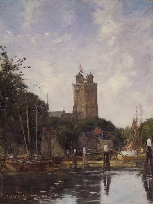 1874 Dordrecht, the Grote Kerk from the Canal , . 35.1  26.4 cm.  , .2. (526x700, 111Kb)