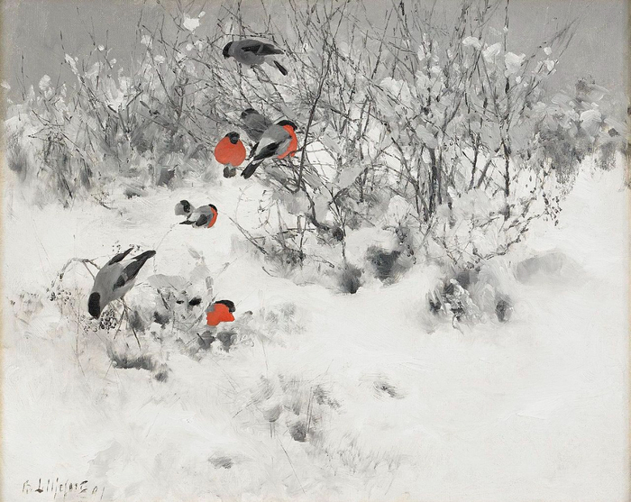 Зимний пейзаж со снегирями, 1891 (700x557, 351Kb)