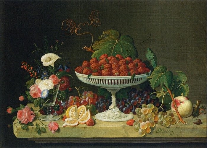 Still Life with Strawberries and Goblet of Flowers (700x501, 409Kb)