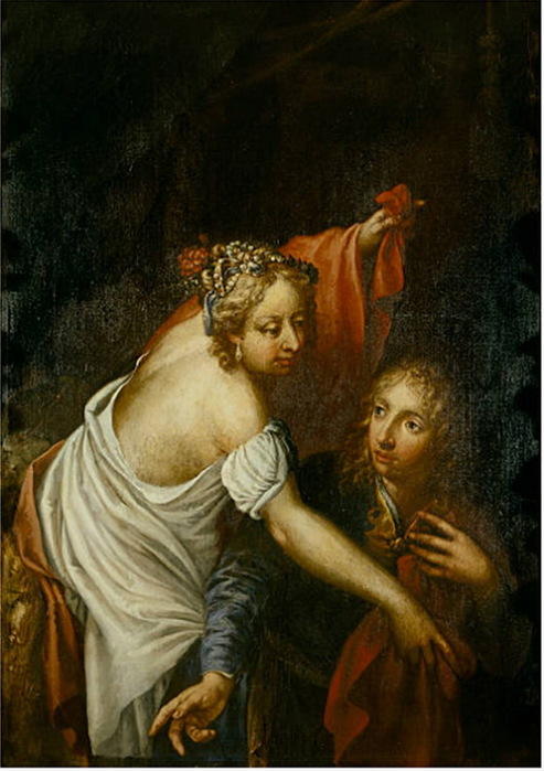 Potiphare's wife trying to seduce the chaste Joseph  (493x700, 103Kb)
