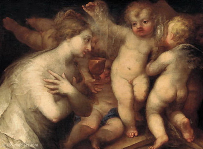A female figure surrounded by desporting putti. , . 89.5 x 120.6 cm.  - 2001 (700x514, 91Kb)