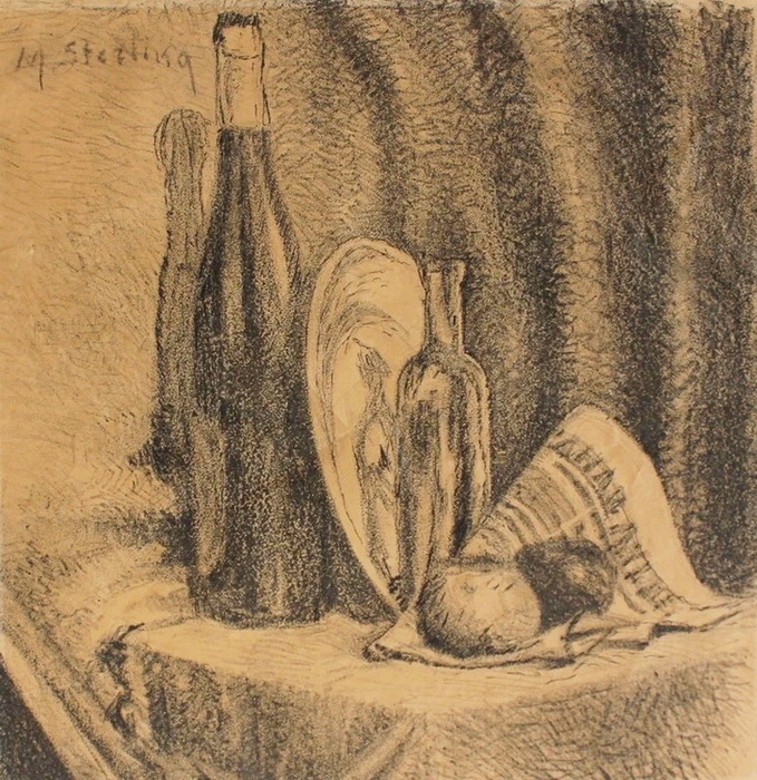 1919 Martwa natura z butelką. , . 25  25 .  (679x700, 233Kb)