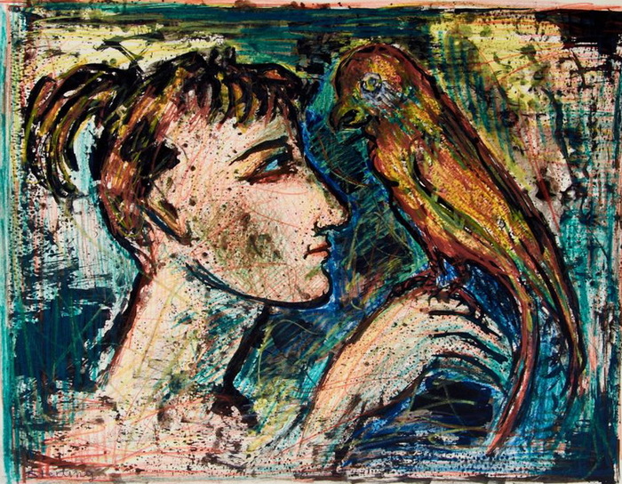 1930 A woman with a parrot. , . . 49  38 cm; 82  73 cm LLC Lviv House of Arts (700x544, 241Kb)