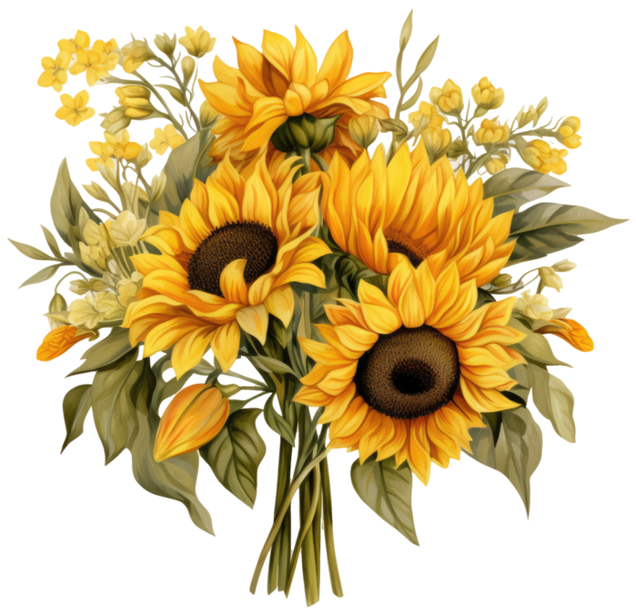 1 Sunflowers Bouquets Clipart PNG (700x676, 567Kb)
